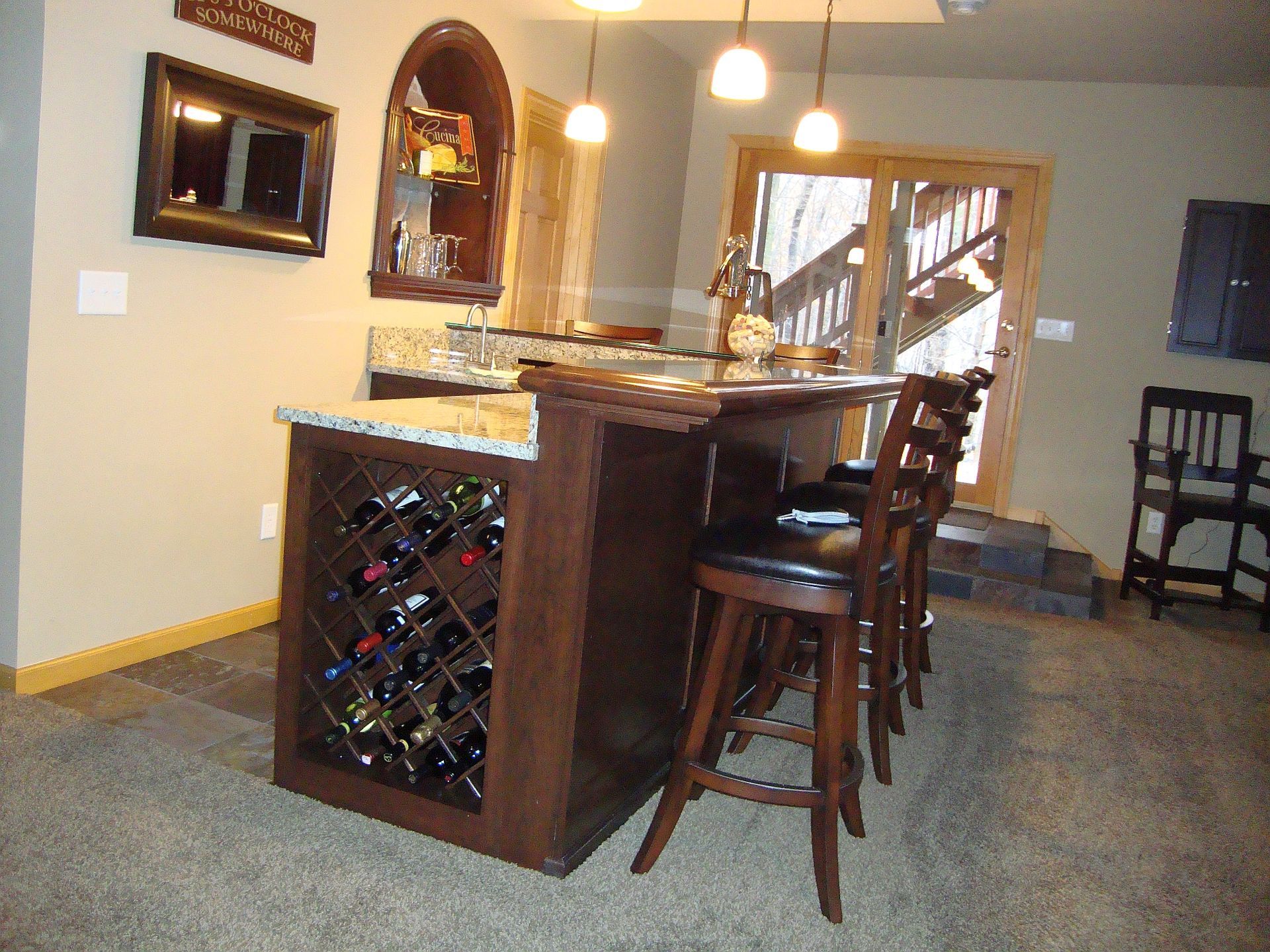 Bar and Stools and a Wine Rack | Nerstrand, MN | Nerstrand Custom Cabinets