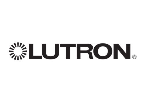 Lutron logo: black text and sunburst graphic on a white background.