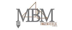Logotipo de MBM Ingeniería con formas geométricas y una broca estilizada.