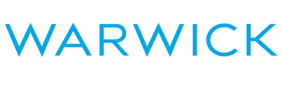 The word warwick is written in blue letters on a white background.