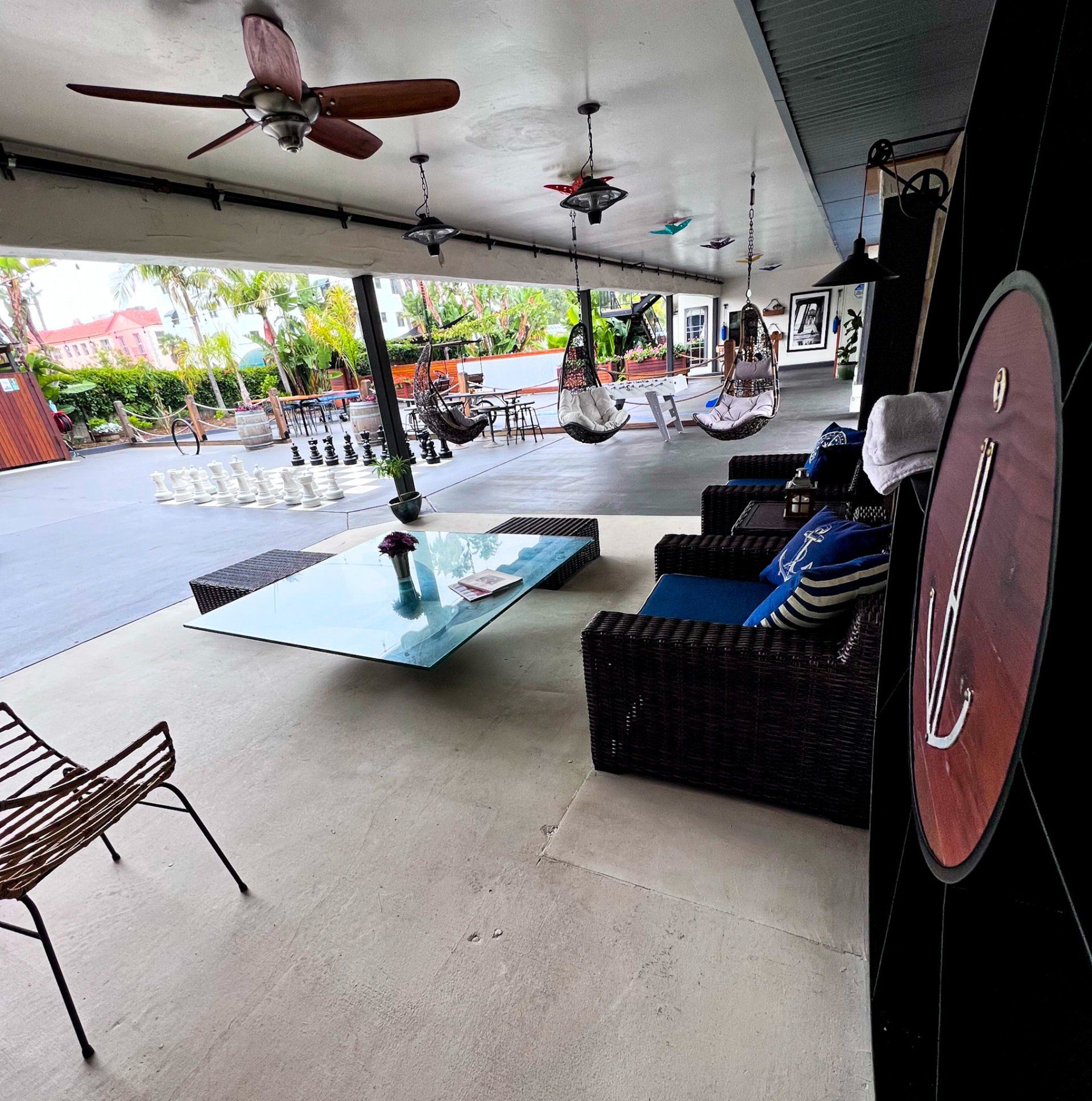 Our common Area, the Big Size Chess board and patio furniture.