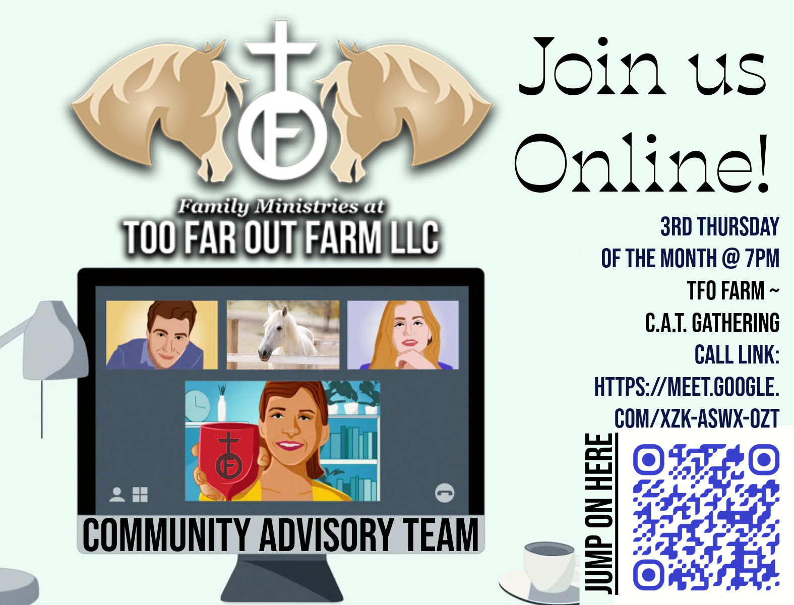 Online meeting advertisement with logo 