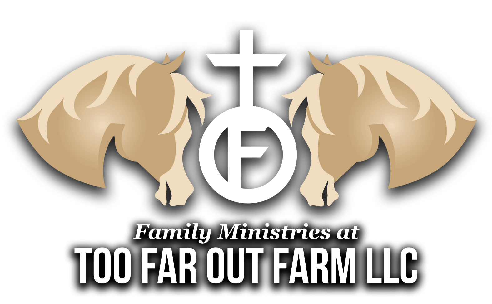 A logo for family ministries at too far out farm llc