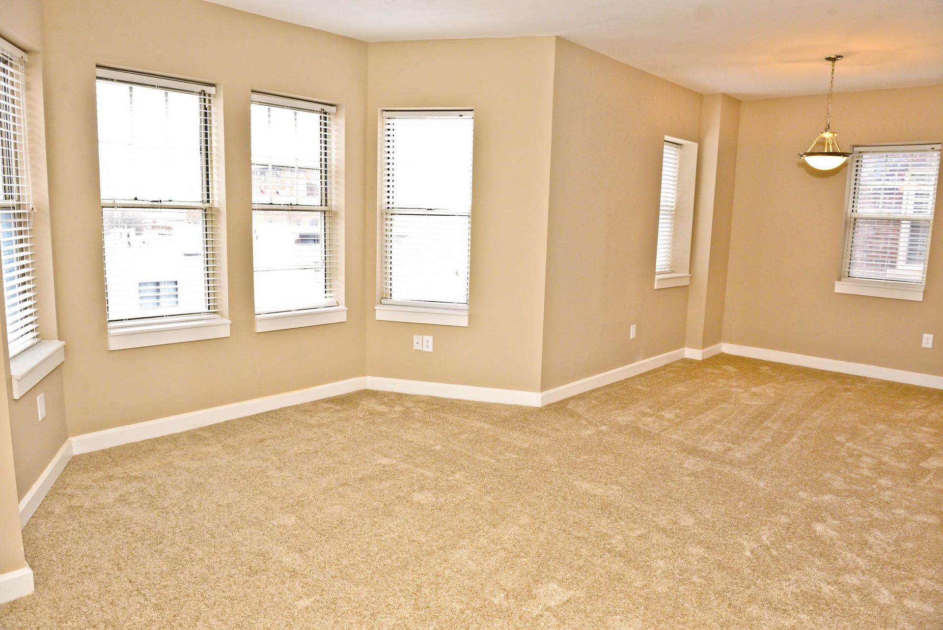 Carpeted living room at Circle City in Indianapolis, IN.