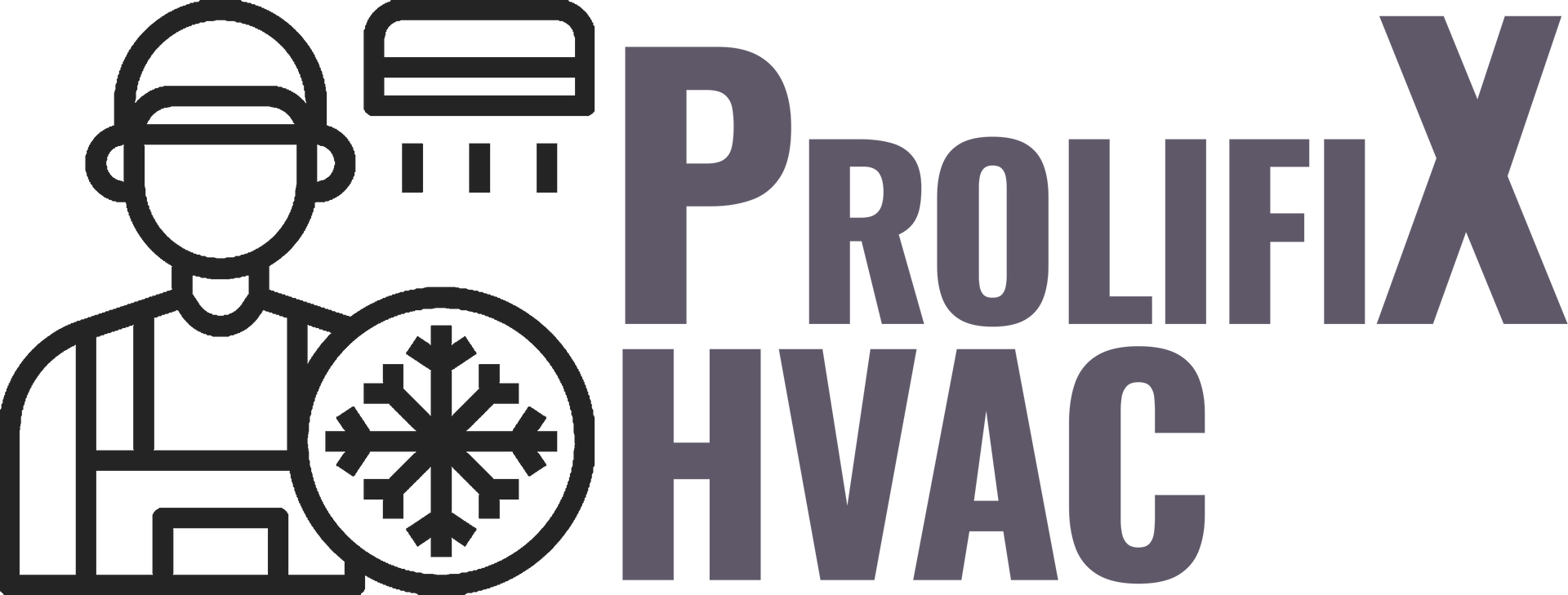Logo for ProlifiX HVAC: Technician with snowflake icon and air conditioner above the head.
