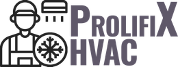 Logo for ProlifiX HVAC: Technician with snowflake icon and air conditioner above the head.