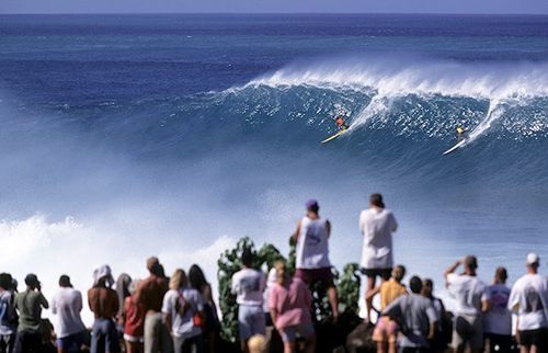 Big wave surfers on Oahu's North Shore.