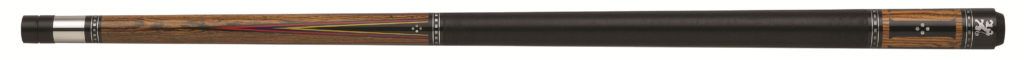 A brown and black pool cue.