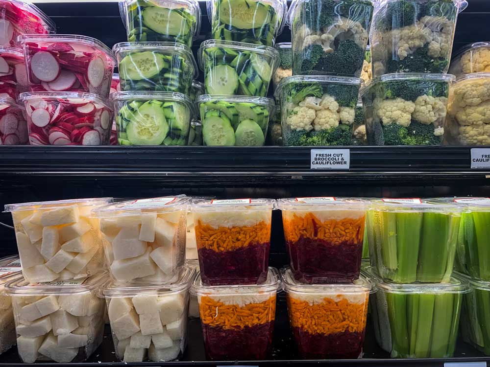 Freshly Cut Veggies in Plastic Containers