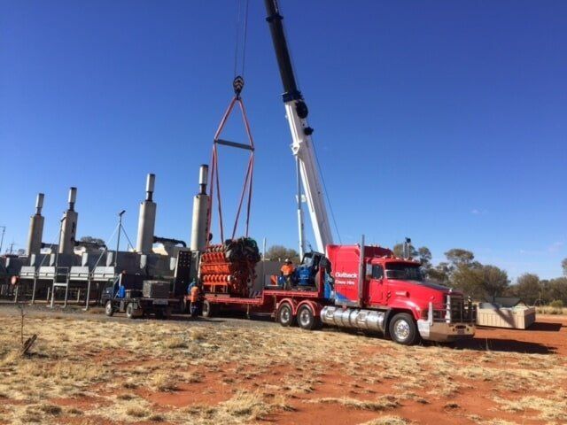 Red Truck with Crane — Crane Hire in Alice Spring, NT