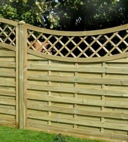 concave fence panel with trellis
