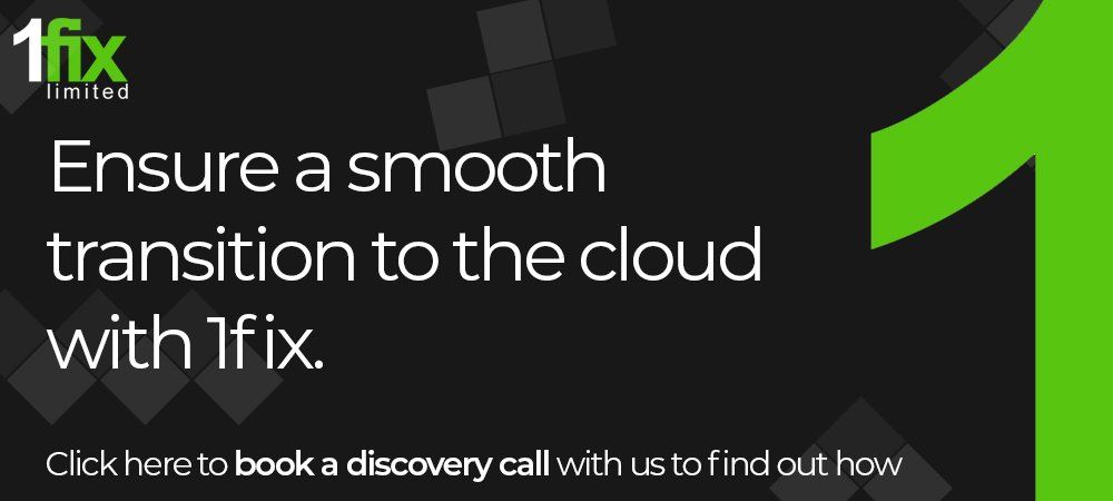 An advertisement for 1fix claims to ensure a smooth transition to the cloud