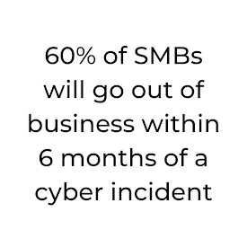 60 % of smbs will go out of business within 6 months of a cyber incident.