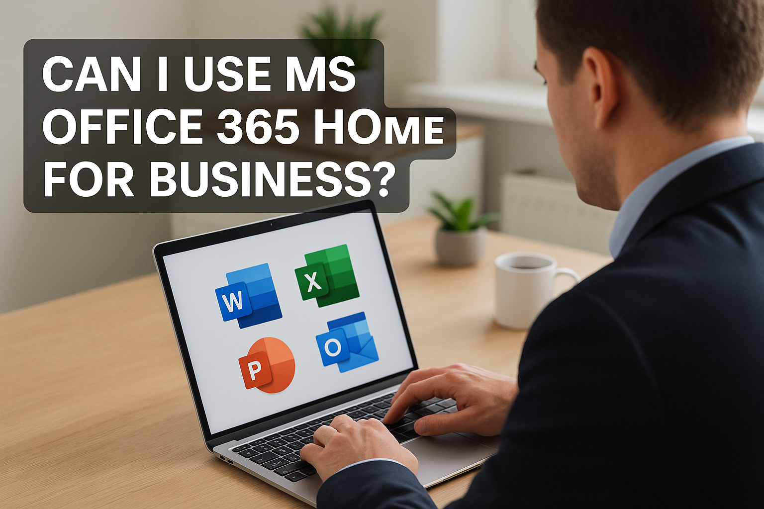 AI image of someone using a laptop with the Microsoft Office 365 app logos on