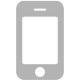 A gray icon of a cell phone on a white background.