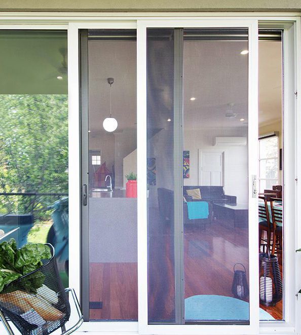 Detailed view of security door features, including a locking system
