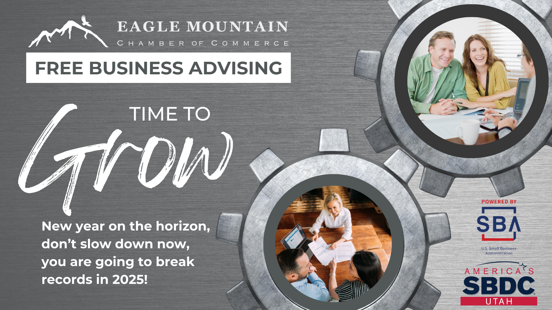 An advertisement for eagle mountain free business advising