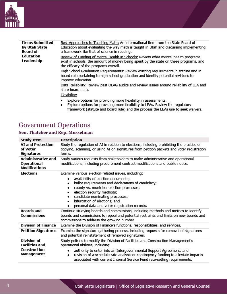 A purple and white resume with a lot of text on it.