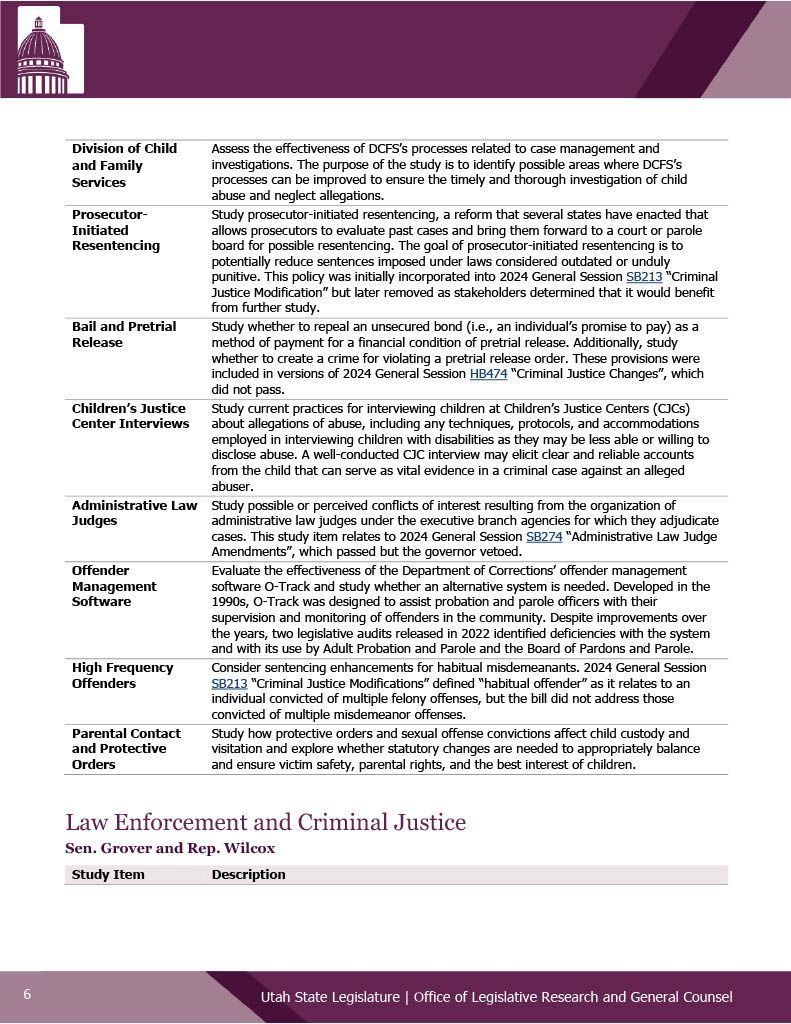 A purple and white page with a lot of text on it.