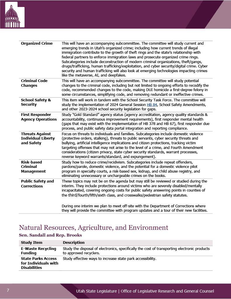 A purple and white page with a lot of text on it.