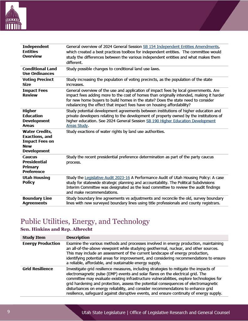 A purple and white page with a lot of text on it.