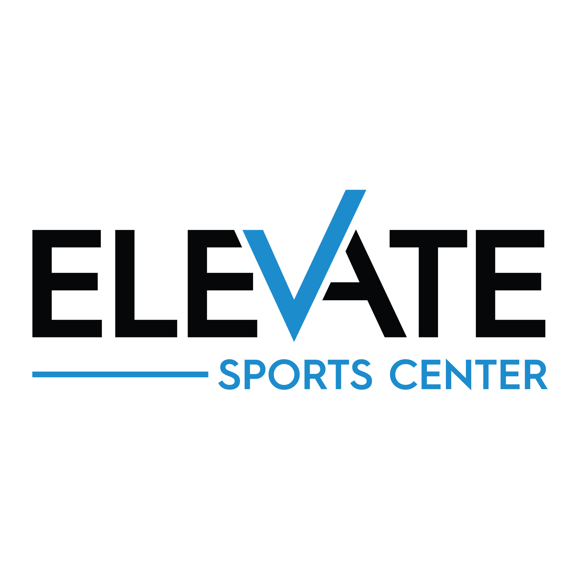 A logo for a sports center called elevate sports center