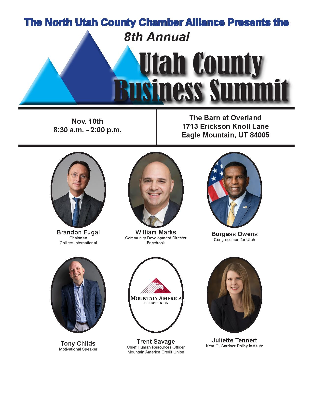 The north utah county chamber alliance presents the 8th annual utah county business summit.
