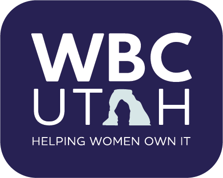 A logo for wbc utah helping women own it