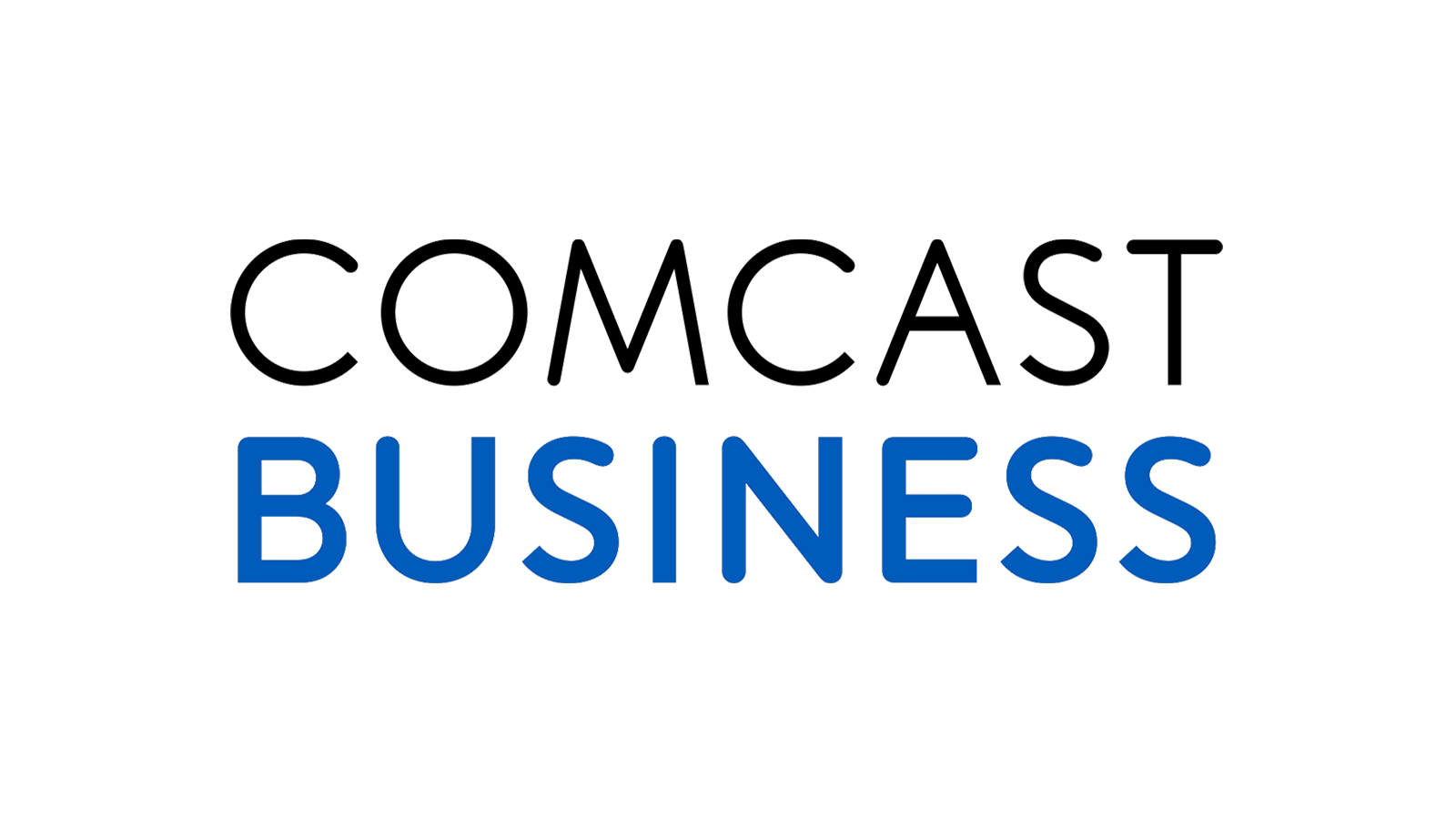 The comcast business logo is blue and black on a white background.