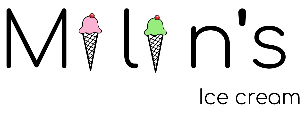 The logo for milan 's ice cream has two ice cream cones on it.