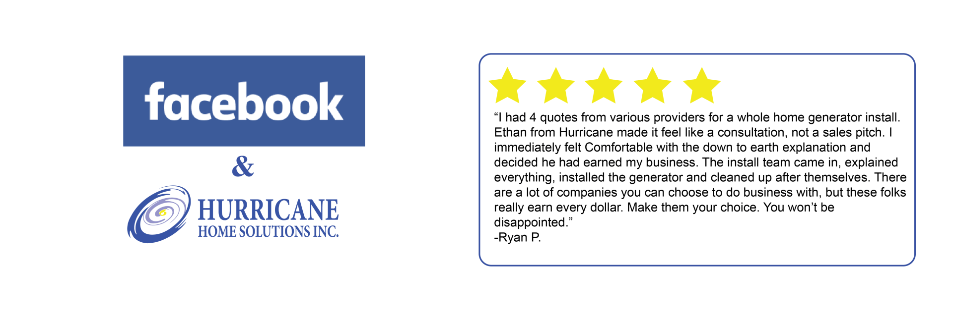 A 5-Star Review on Facebook for Hurricane Home Solutions