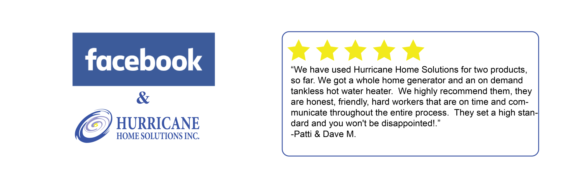 A 5-Star Review on Facebook for Hurricane Home Solutions