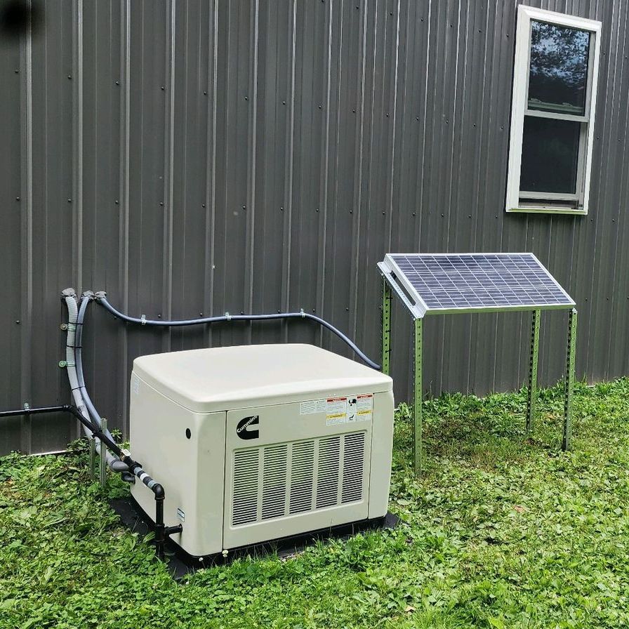 This standby unit is setup off grid, and uses a small solar panel to keep it's battery charged