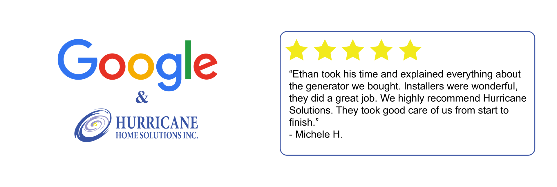 A 5-Star Review on Google for Hurricane Home Solutions