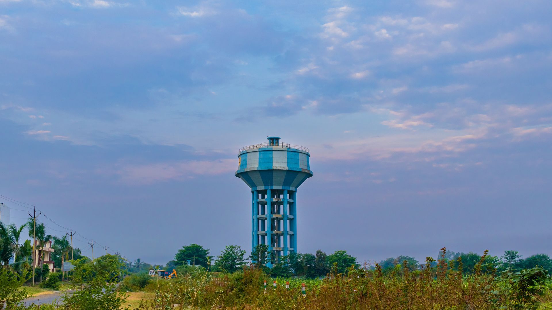 Water towers are sued to store public water supply.