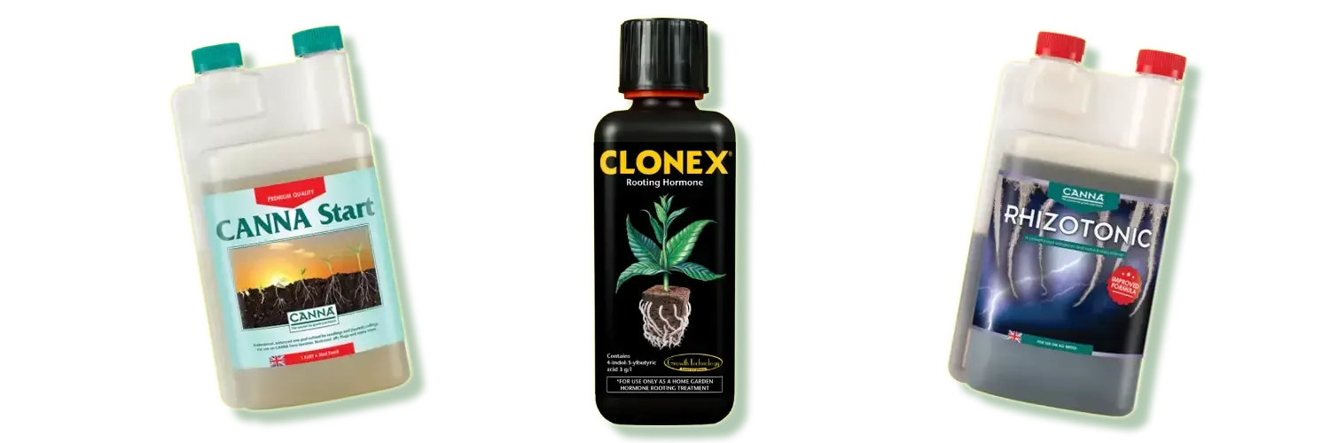 For the seedling and root stage of a hydroponic growth use nutrients high in phosporous, moderate in nitrogen and with low potassium such as Clonex or Canna