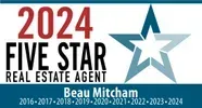The logo for 2024 five star real estate agent beau mitcham.