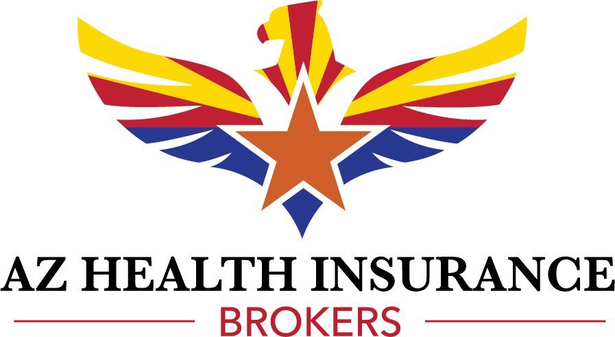 a logo for az health insurance brokers with an eagle and a star