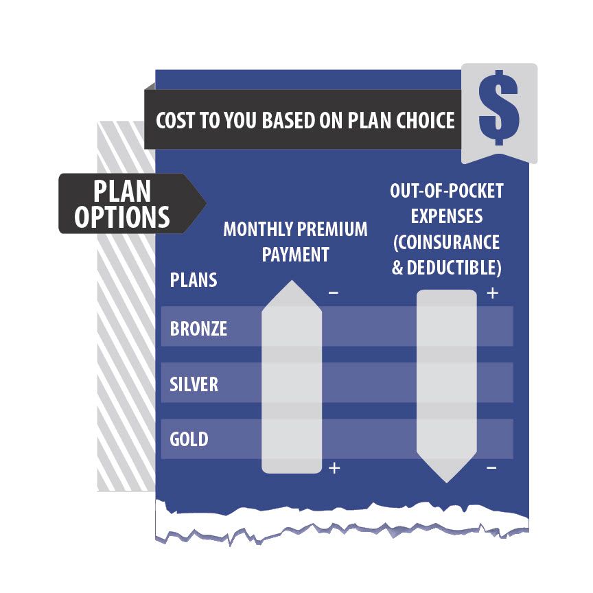 A graph showing the cost to you based on plan choice