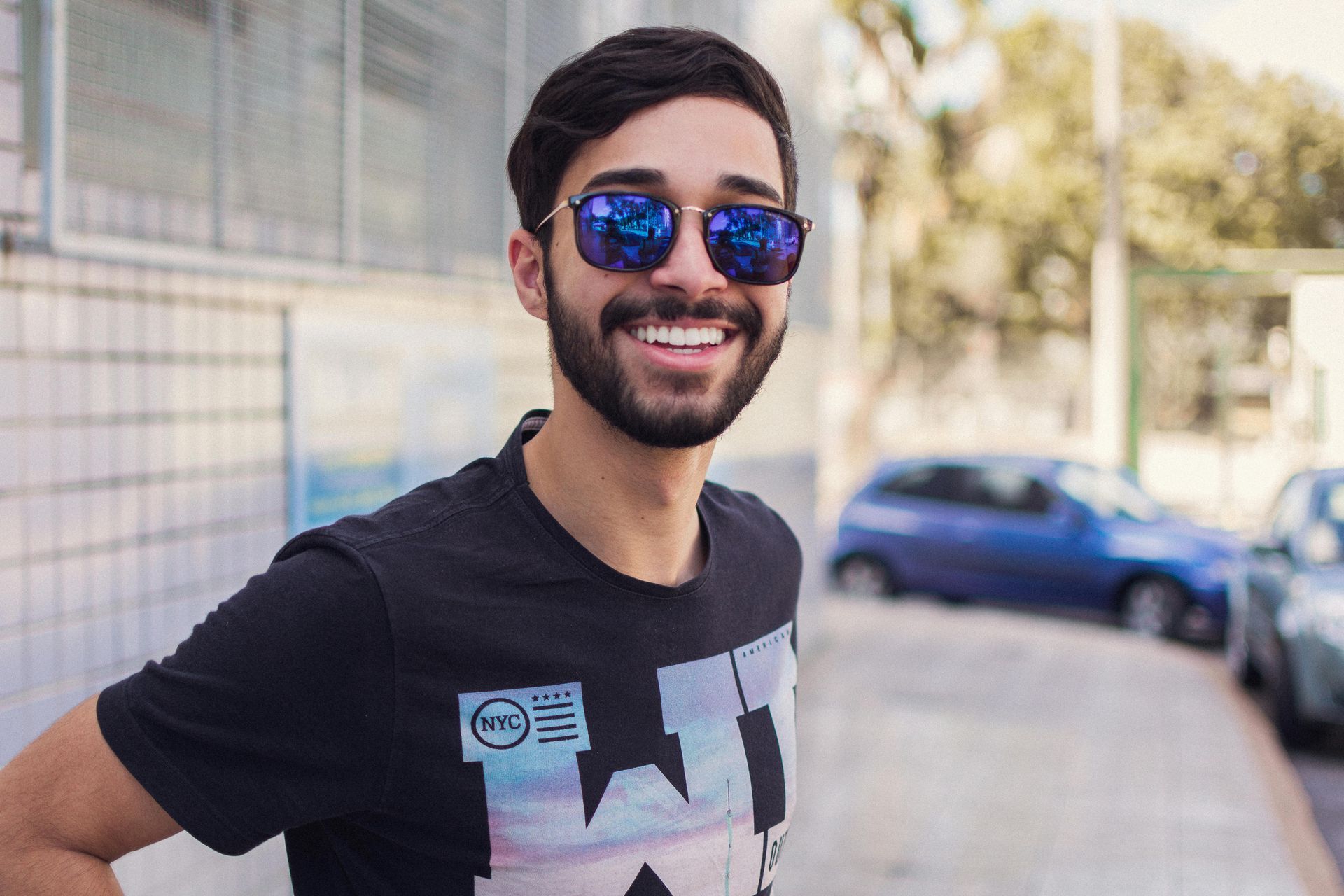 man with sunglasses smiling