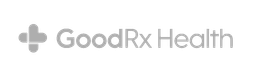 The logo for goodrx health is gray and has a cross on it.