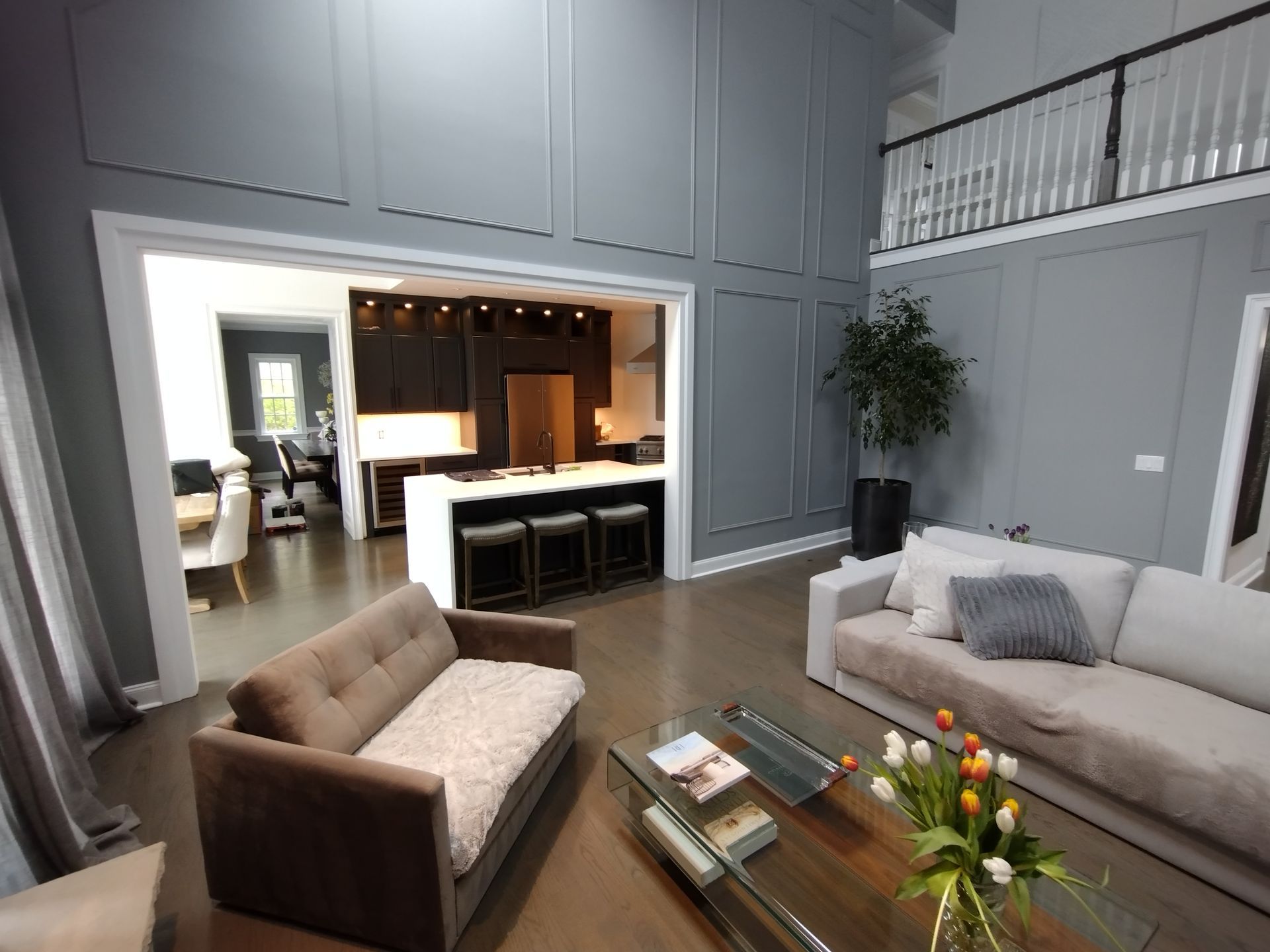 A living room with two couches and a coffee table