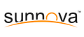 The sunnova logo is orange and black with a curved line.