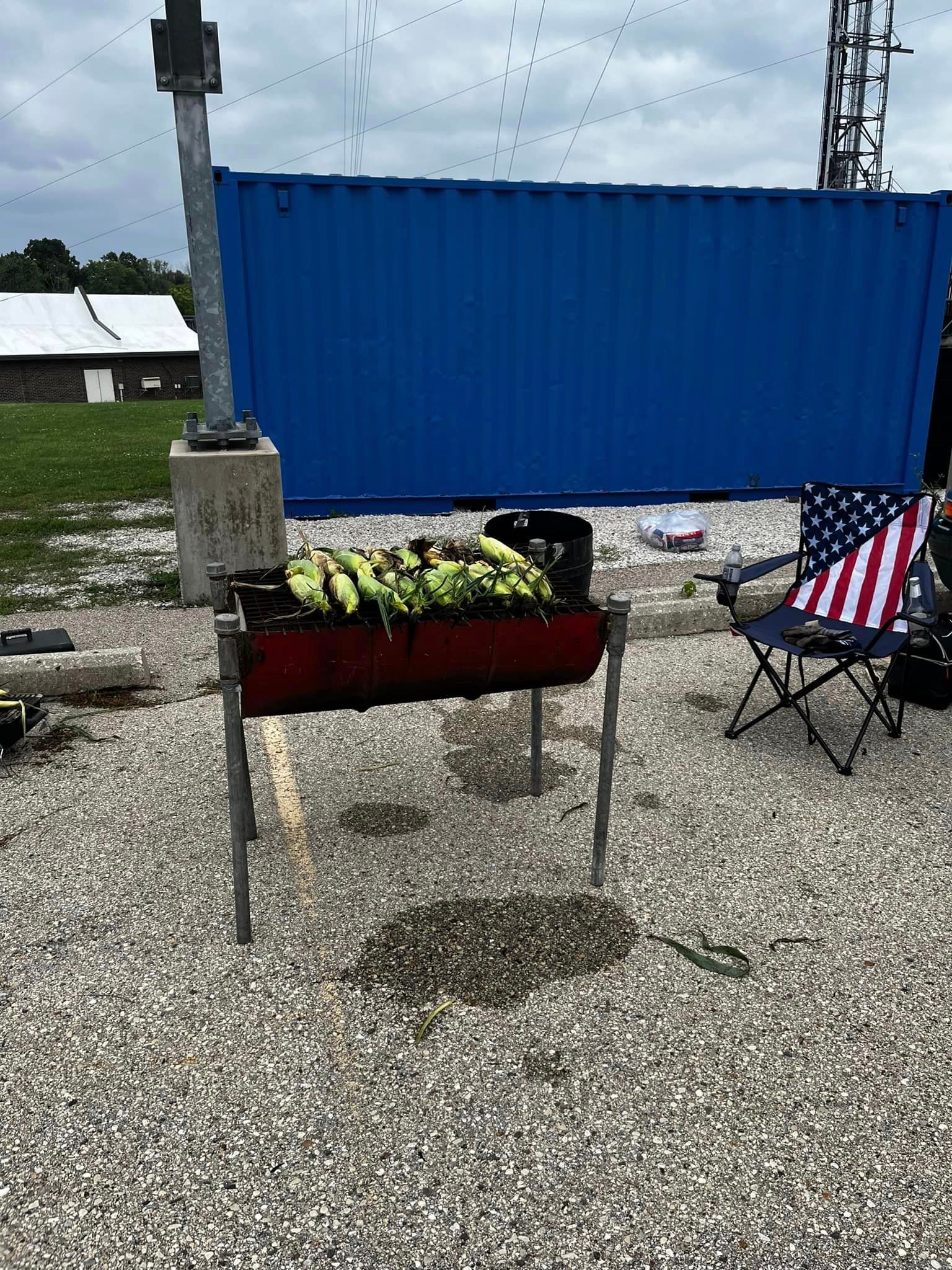 Corn roasting on a grill