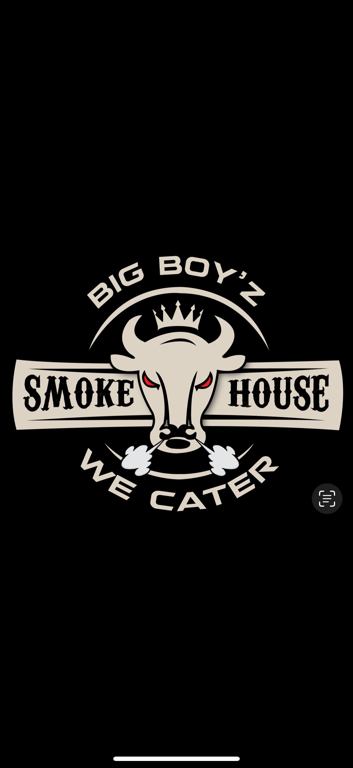 The logo for big boy 's smoke house is on a black background.