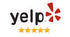 A yelp logo with five stars on it