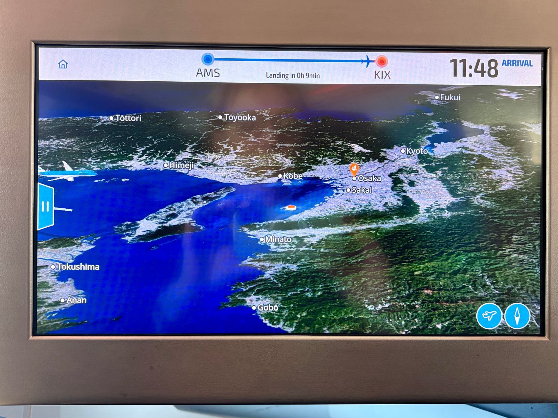 on board screen with flight path
