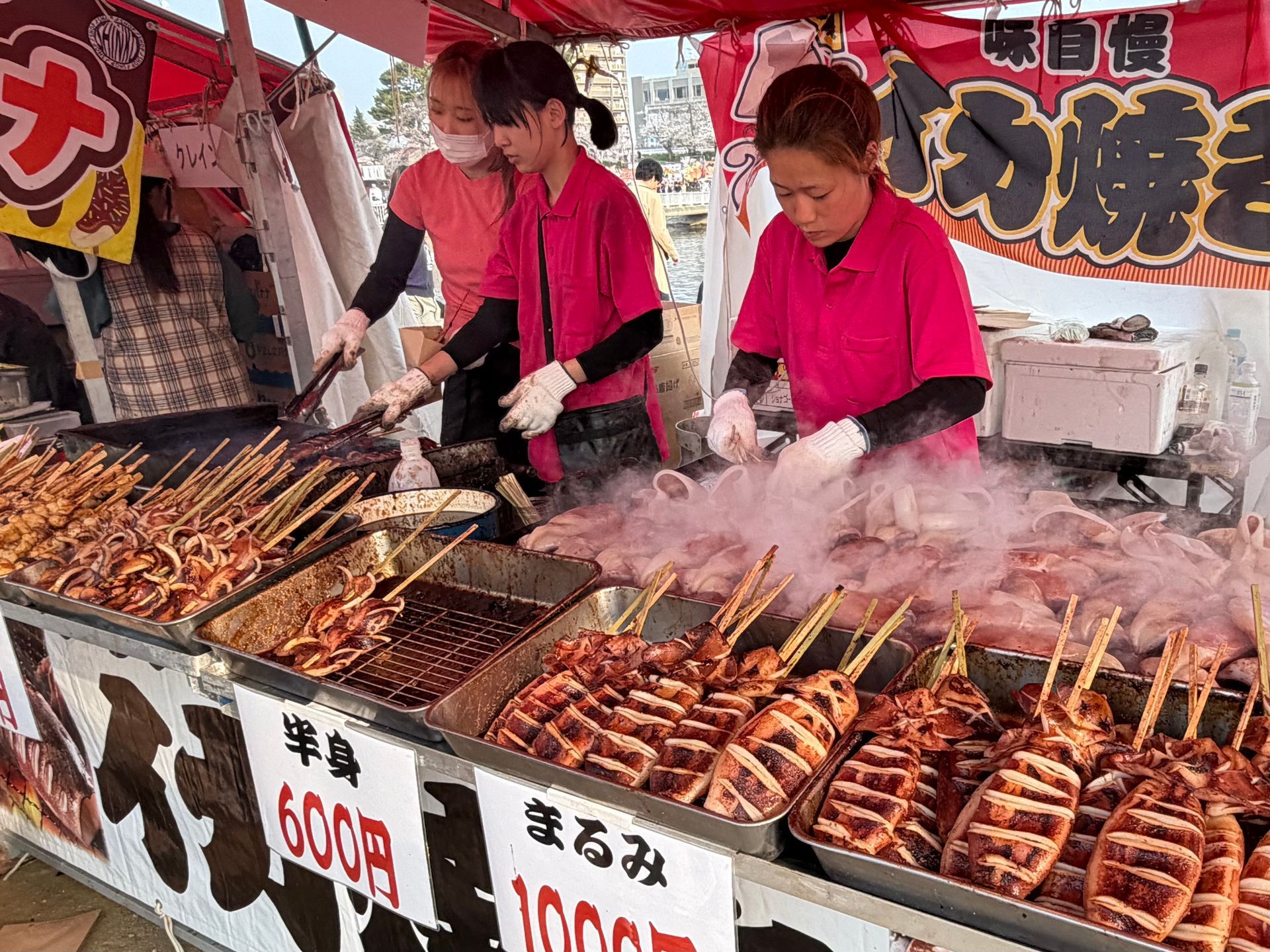 grilling ika/ink fish