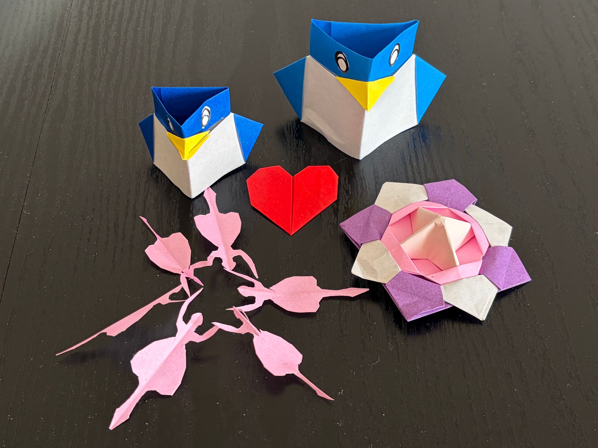origami birds, heart and other play stuff