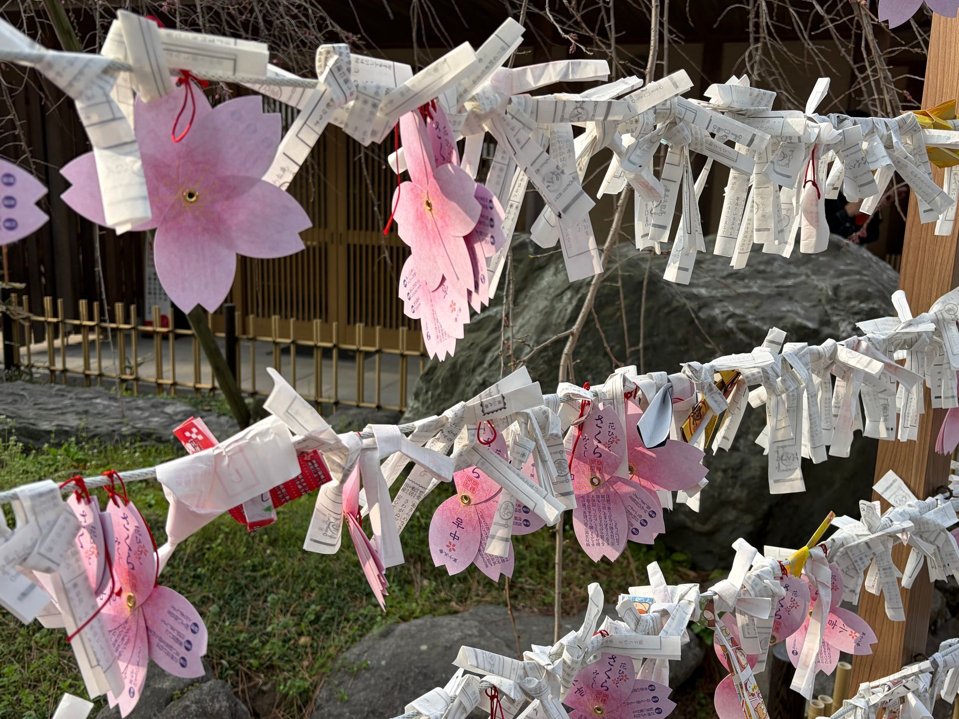 If the answer the Gods are giving you to your request is not as you would have liked, you can tie your omikuji to one of the racks and ask the Gods if a better answer would be possible